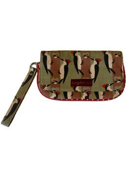 Bungalow 360 Wristlet Clutch Woodpecker Print Polka Dots Vegan